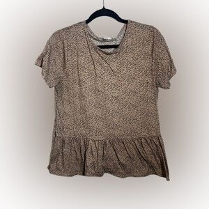 Tan Leopard Print Blouse - Size Large